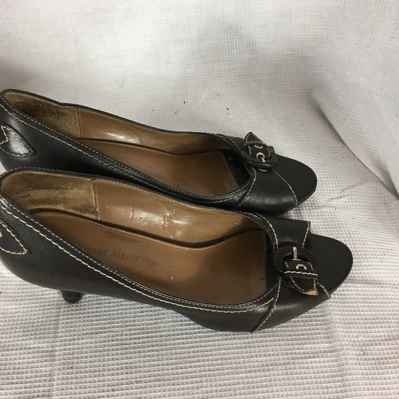 Etienne Aigner womens brown leather open toe heels - Picture 6 of 7